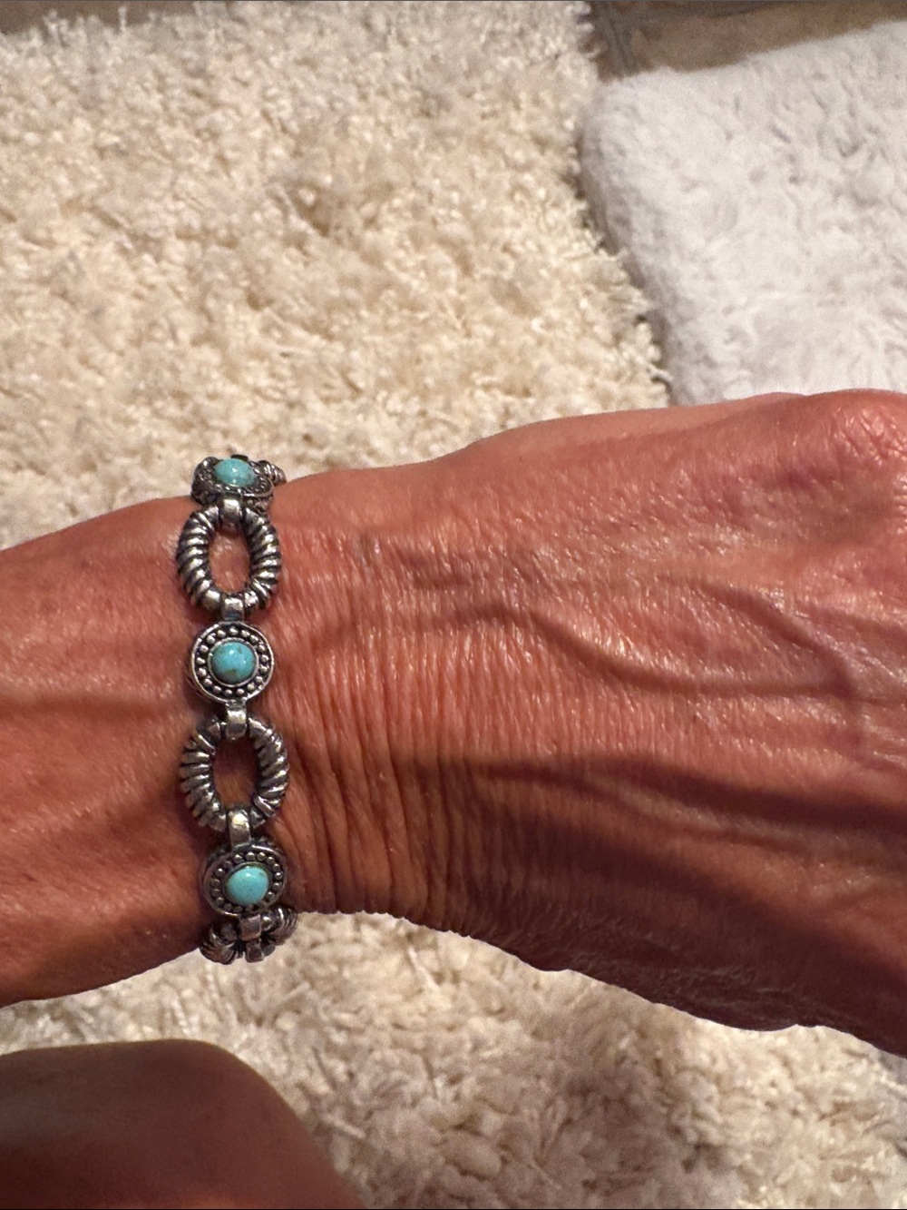 Silver-Tone Bracelet with Turquoise Stones - Women Jewelry